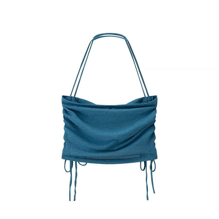 Stylish Ruched Crop Top - L, Blue image