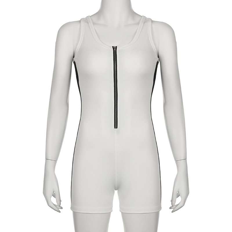 Sporty White Zip-Up Romper image 3