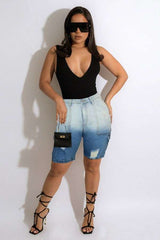 Distressed Denim Shorts image 0