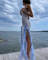 Sequin Evening Gown with Ruffle Details image 2