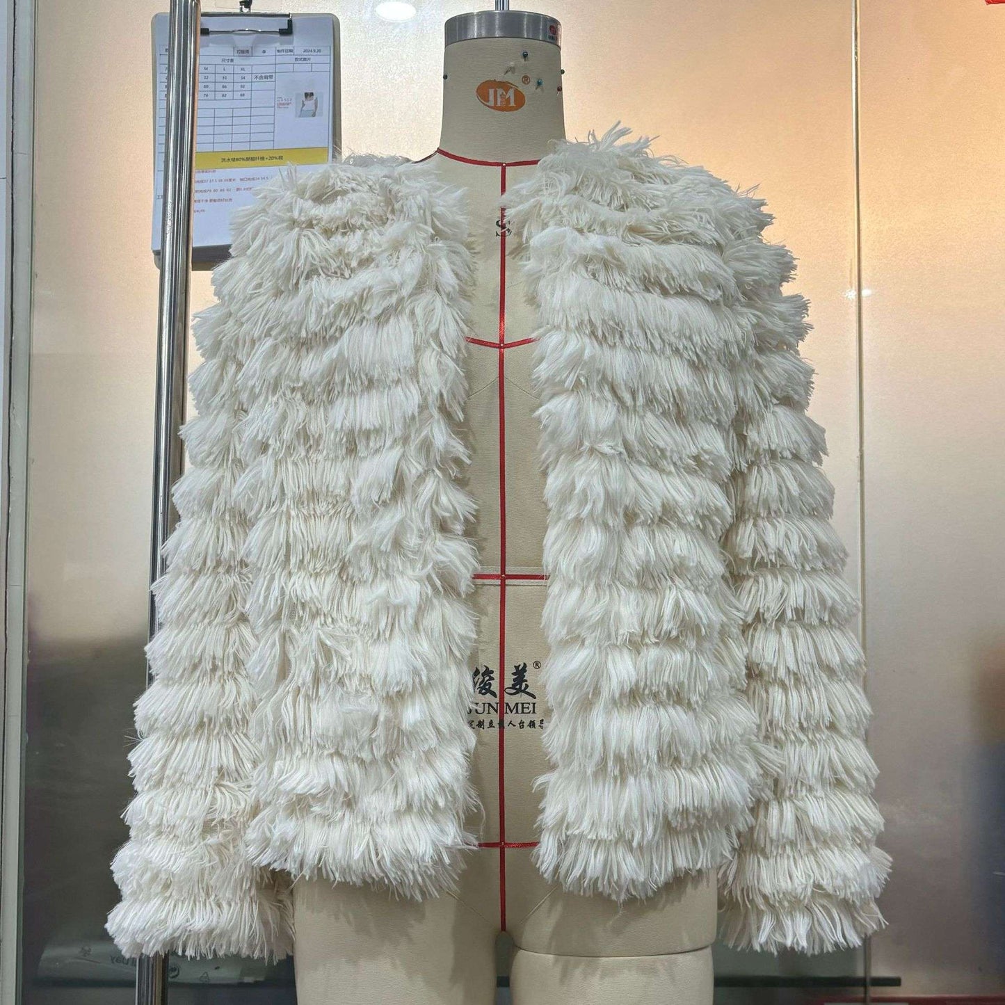 Faux Fur Textured Jacket - M, Off White image