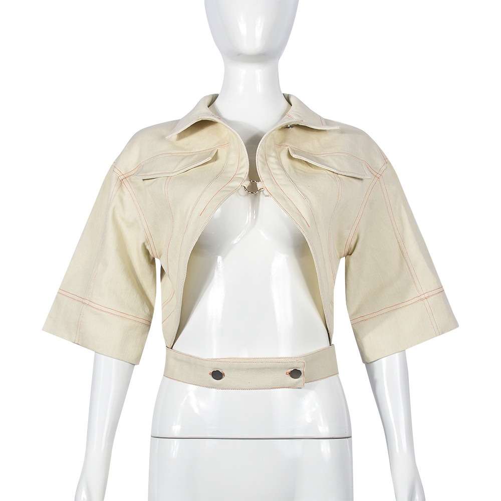 Short Sleeve Cropped Jacket Button Down Clubwear image 5
