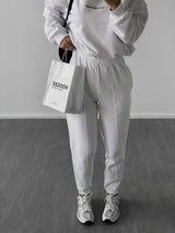High Neck Top with High-Waist Joggers - XL, White image