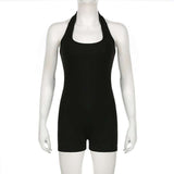 Halter Sleeveless Bodycon Romper - M, Black image