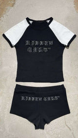 Graphic Tee & Shorts Set - M, Black image