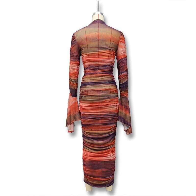 Bell Long Sleeve Bodycon Maxi Dress image 3