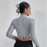 Raglan Sleeve Distressed Crop Sweater image 2