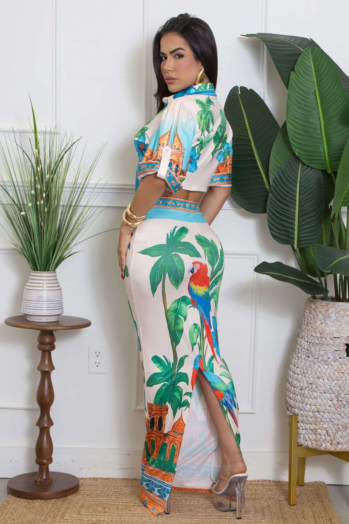 Tropical Print Two-Piece Set image 3