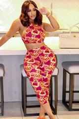 Vibrant Print Activewear Set - S, Rose image