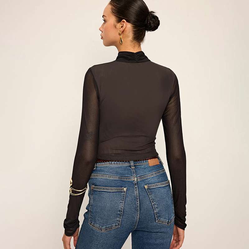 Sheer Long-Sleeve Crop Top image 2