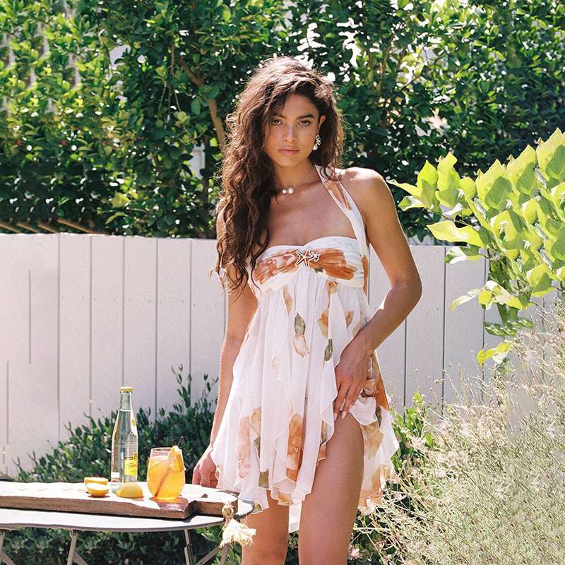 Floral-Print Summer Dress with Tie-Front Detail image 3