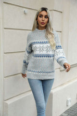 Cozy Isle Pattern Knit Sweater - L, Blue image