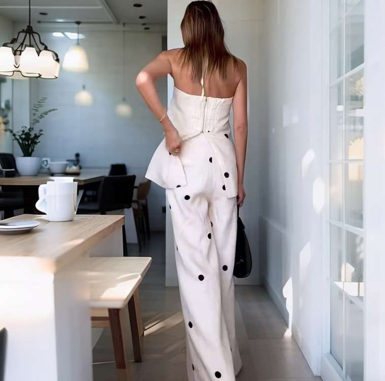 Polka Dot Strapless Palazzo Set image 2