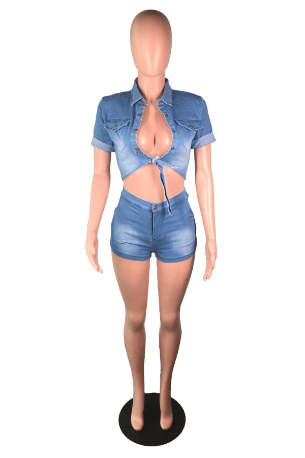 Denim Diva Cutout Romper image 3