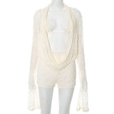 Lace Long Sleeve Cover-Up with Draped Front image 5