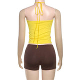 Colorblock Halter Ring Top and Shorts Set image 4