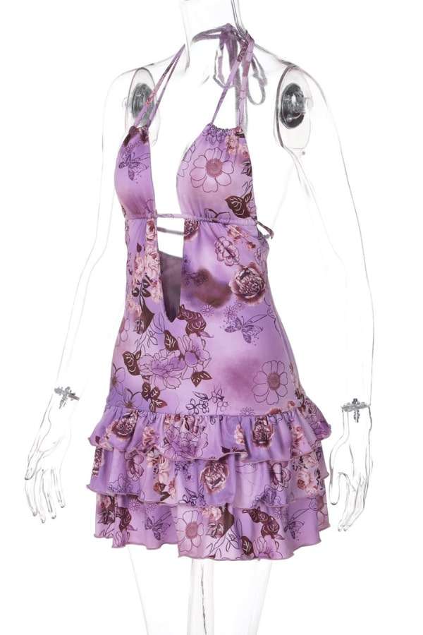 Violet Blossom Ruffle Mini Dress image 6