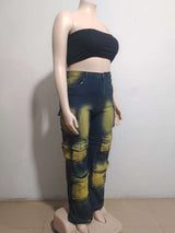 Cargo Jeans with Gradient Design image 4