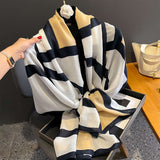 Striped Pattern Fashion Winter Scarves Shawls - Free Size, Multi Beige image