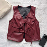 Faux Leather Tie-Front Vest Top image 4