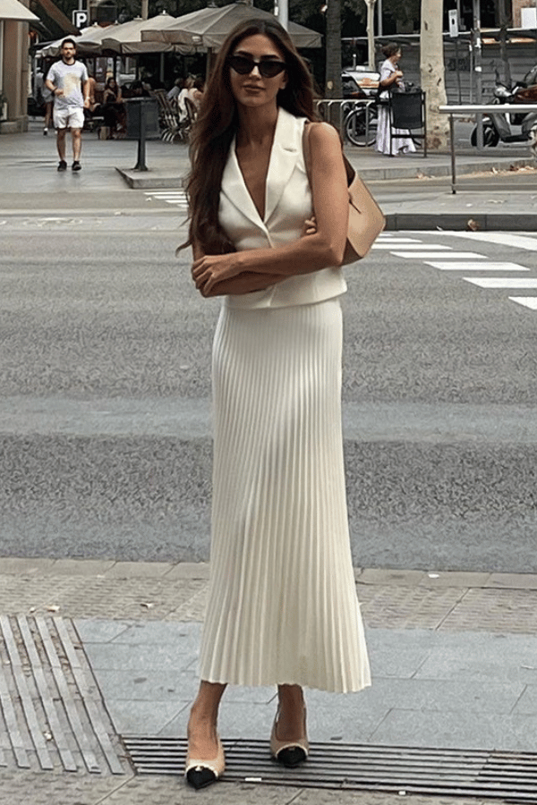 Chic Pleats Sleeveless Vest Set image 1