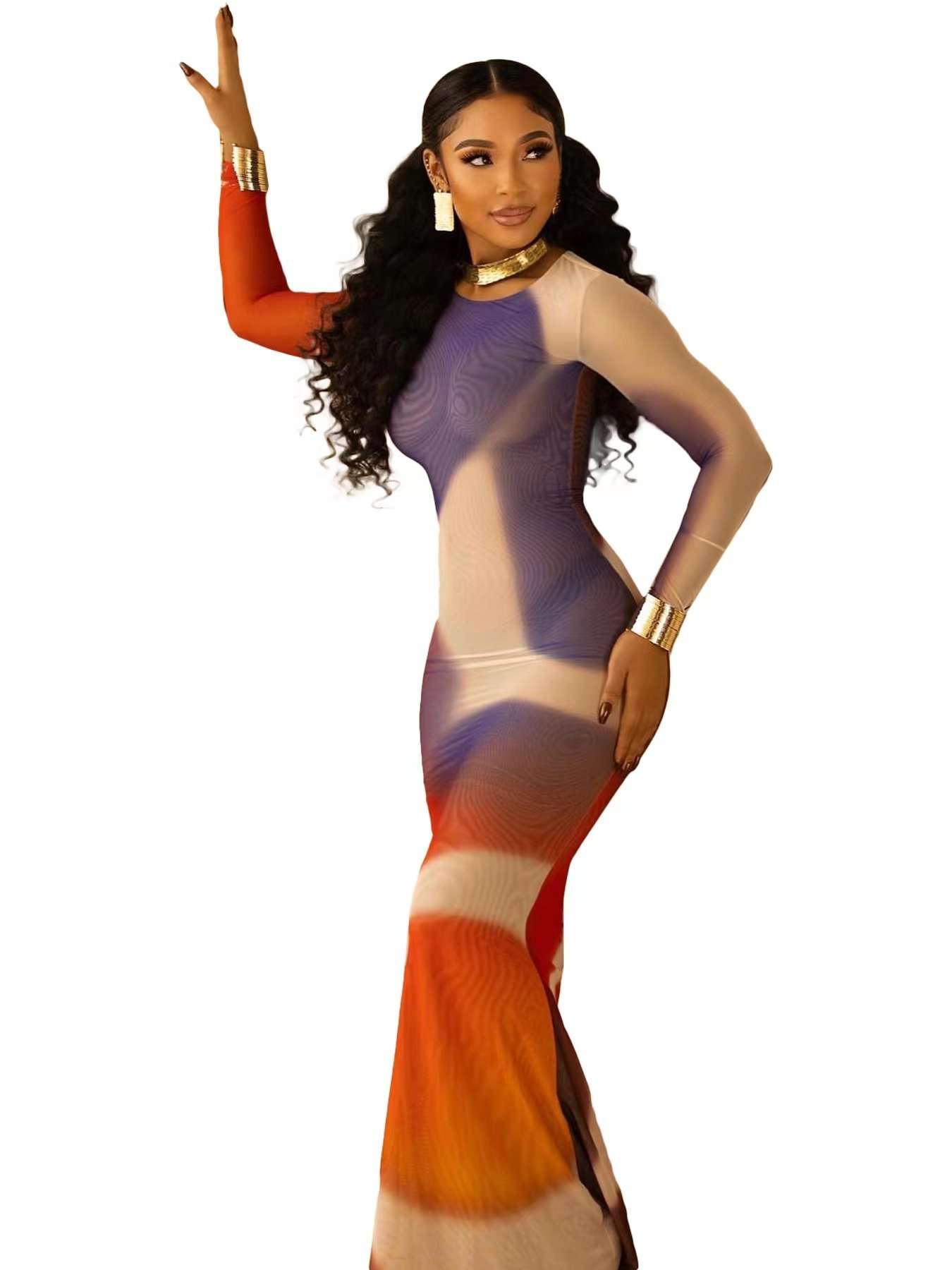 Abstract Printed Maxi Party Dress for Women image 2