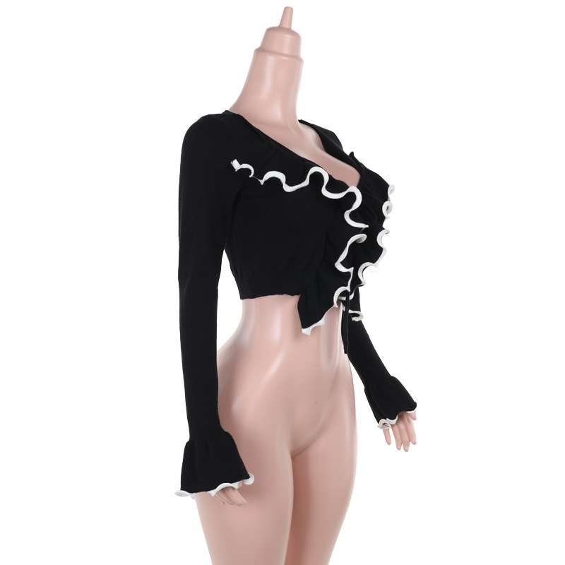 Lace-Up Long Sleeve Top Sweater Cardigan image 7