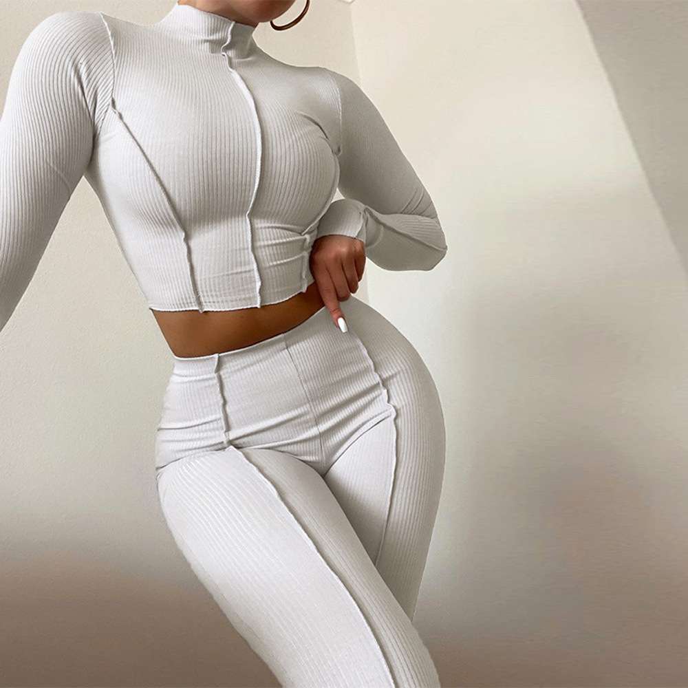 Stylish Two-Piece Athletic Set - M, White image