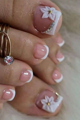 Floral 3D Pedicure with French Tip Design image 0