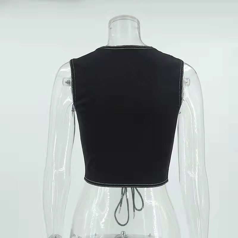 Black Lace-Up Corset Top image 3