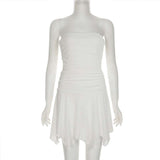 White Strapless Ruched Mini Dress image 3