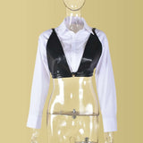 Long Sleeve Crop Top Shirt with Bra image 4