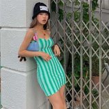 Striped Ribbed Knit Mini Dress image 1
