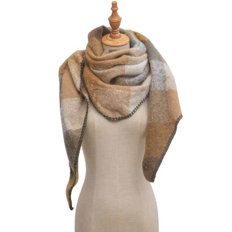 Fashion Colordul Scarf with fringes and print - Multi Brown image
