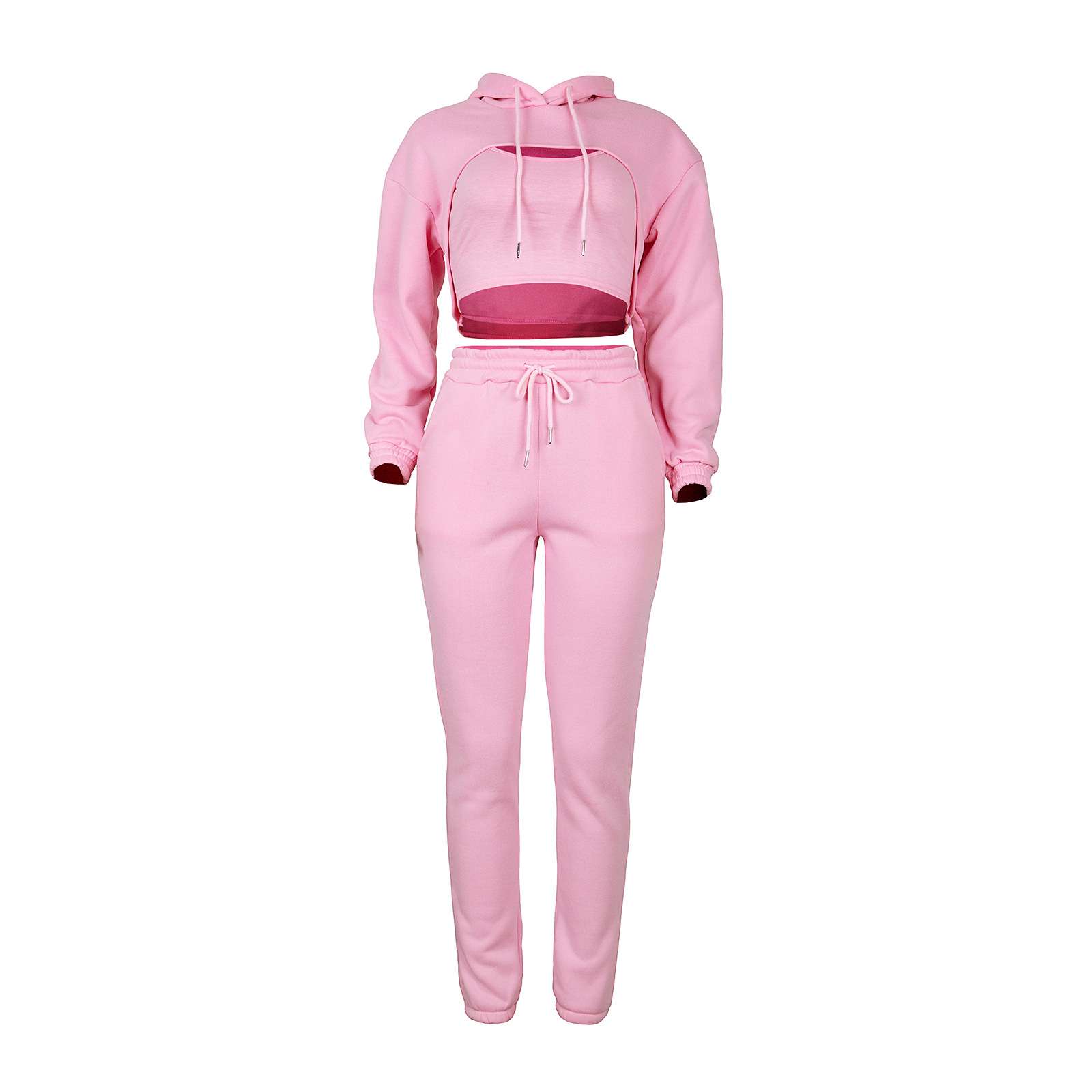 Crop Top Hoodie Tank Sweatpants 3 piece set image 9