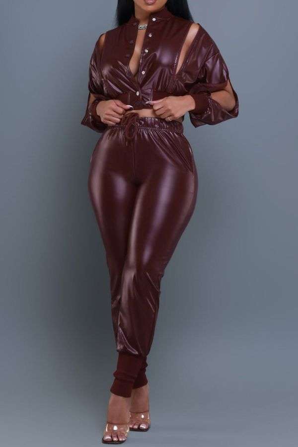 Top Priority Zippered Cropped Jogger Set image 0