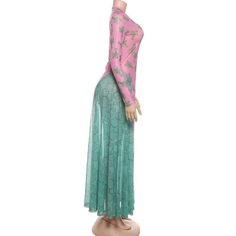 Vibrant Cactus Print Maxi Dress image 5