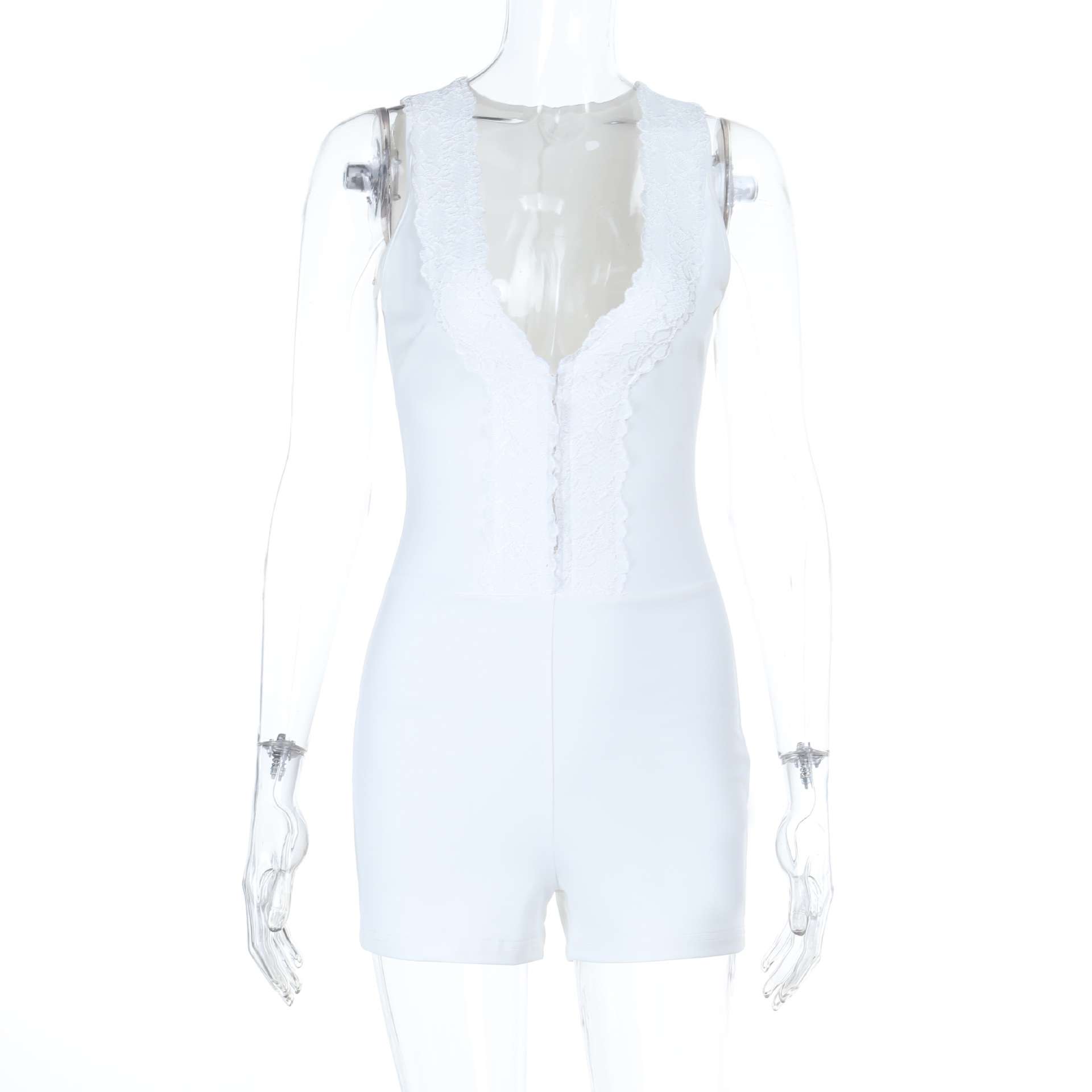 Elegant White Lace-Trim Jumpsuit image 5