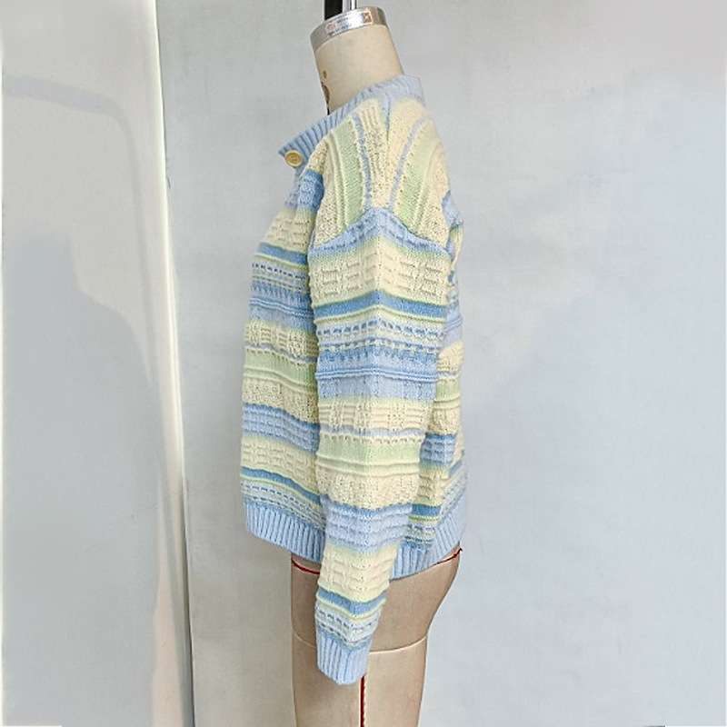 Versatile Striped Knit Cardigan Jacket image 4