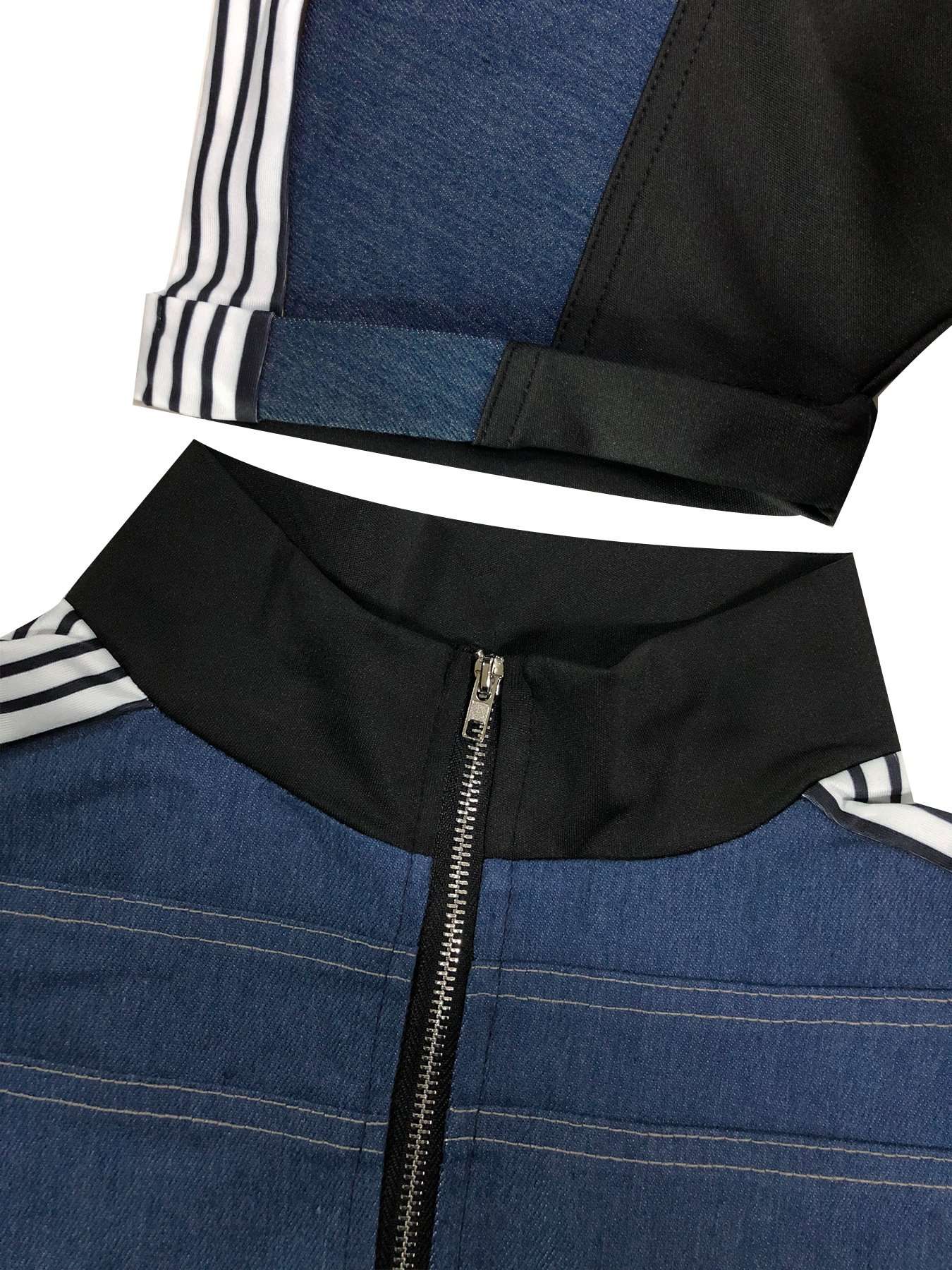 Colorblock Zip-Up Cropped Top & Pants Set image 6