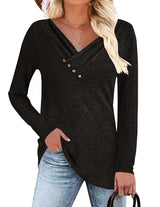 Stylish Asymmetrical Button-Detail Top image 2