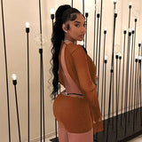 Deep V-Front Drape Dress with Flared Sleeves image 4