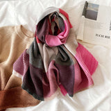 Plaid Scarves Color Block Scarf Fall Winter image 5