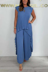 Pleated Two-Piece Set - S, Blue image