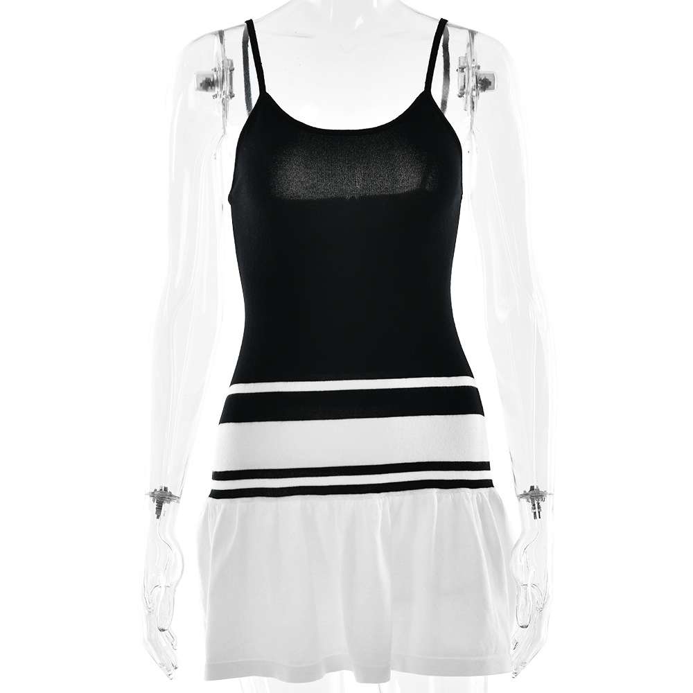 Striped Hem Dress with Ruffled Skirt image 2