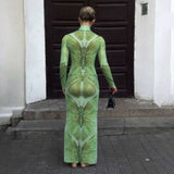 Graphic Maxi Dress with Insect Print image 6