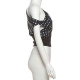 Polka Dot One-Shoulder Crop Top image 5