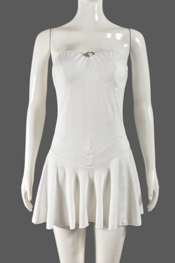 Whimsical Whirl Mini Dress - L, White image