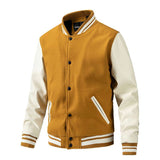 Men Colorblock Casual Bomber Jacket - M, Nectarine Orange image