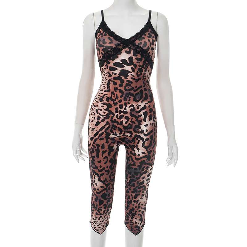 Leopard Print Spaghetti Strap Bodycon Jumpsuit image 4